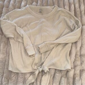 Z Supply Cream Tie-Front Sweatshirt